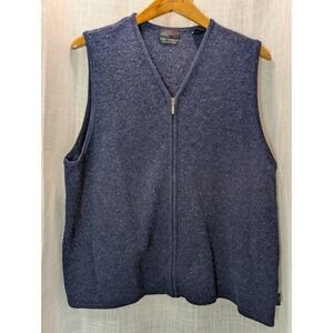 Greg Norman 100% Lambswool Full Zip Sweater Vest Dark Blue Medium